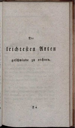 Die leichtesten Arten geschwinde zu rechnen.