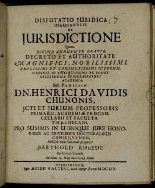 Disputatio Iuridica Inauguralis De Iurisdictione