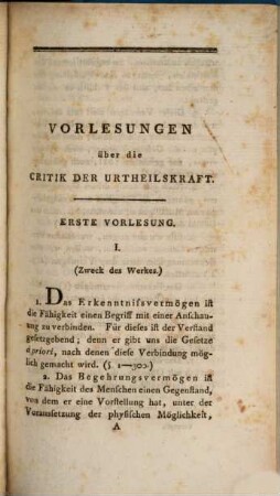 Lazarus Bendavid's Vorlesungen über die Critik der Urtheilskraft