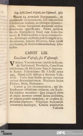 Caput LIII. Concilium Vasense, seu Vasionense