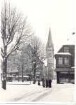 Marktplatz im Winter mit Blick auf die Lutherische Kirche. Detmold