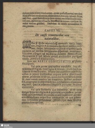 Caput VI. De causis remotioribus non naturalibus