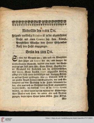 NiederElbe den 10ten Dec