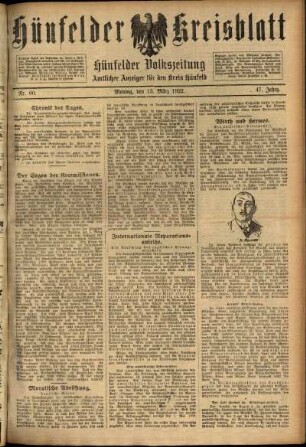 Ausgabe vom Montag, den 13. März 1922.