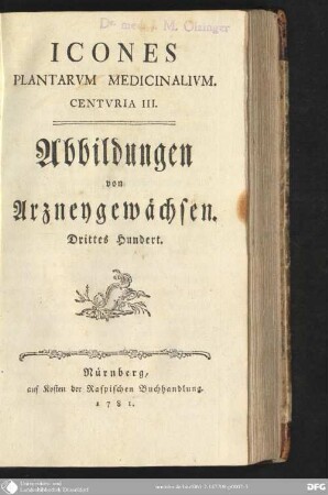Centuria 3: Icones plantarum medicinalium centuria ...