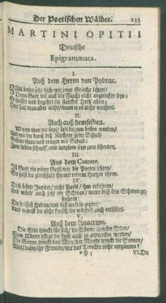 Martini Opitii Deutsche Epigrammata.