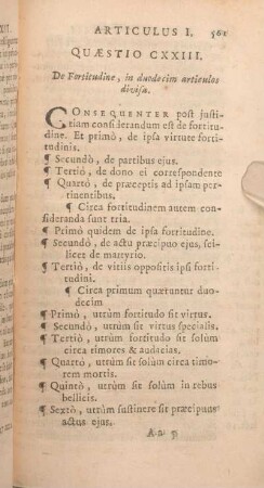Quaestio CXXIII. De Fortitudine, in duodecim articulos divisa.
