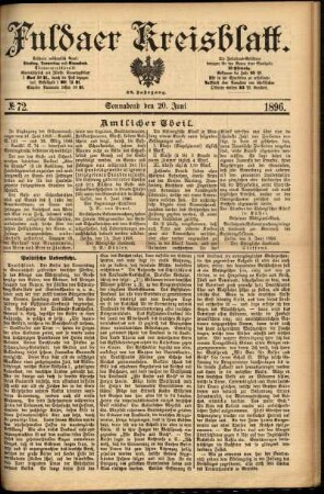 Erste Ausgabe vom Samstag, den 20. Juni 1896.