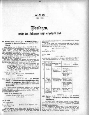 Anlage: ad No. 42 (921-926), Vorlagen, welche den Zeitungen nicht mitgetheilt sind