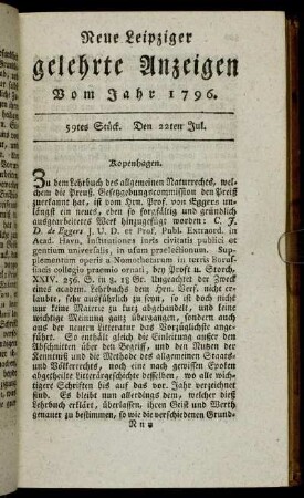 59tes Stück. Den 22ten Jul.
