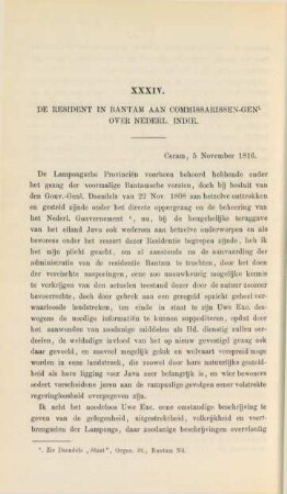 XXXIV. De resident in Bantam an commissarissen-genl over Nederl. Indie