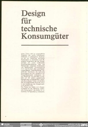 Design für technische Konsumgüter : Design für technische Konsumgüter