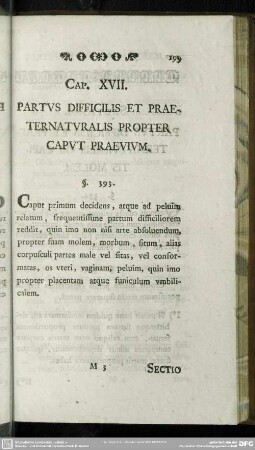 Cap. XVII: Partus Difficilis Et Praeternaturalis Propter Caput Praevium
