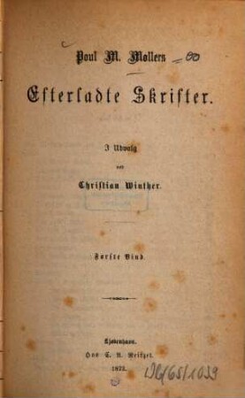 Efterladte Skrifter : I udvalg ved Christian Winther, 1