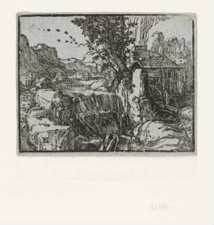 Landschaft mit Wasserfall, Blatt 1 der Folge "Vier Landschaften"
