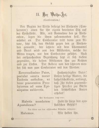 II. Der Weihe-Act. (Consecration.)
