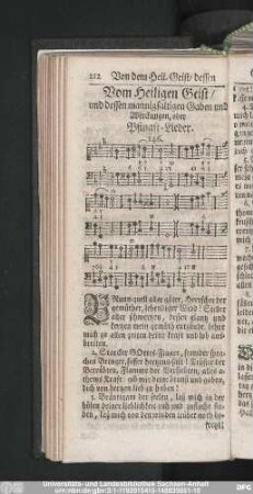 Vom Heiligen Geist, und deswsen mannigfaltigen Gaben und Wirckungen, oder Pfingst-Lieder.