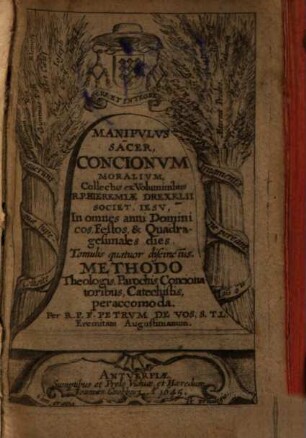 Manipulus sacer, concionum moralium