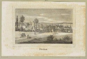 Ortsansicht von Zöschau (Oschatz-Zöschau), aus Sachsens Kirchen-Galerie von Hermann Schmidt, Bd. 3, 1840