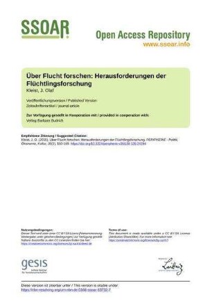 Über Flucht forschen: Herausforderungen der Flüchtlingsforschung