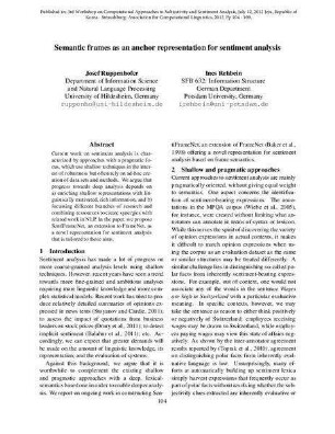 Semantic frames as an anchor representation for sentiment analysis