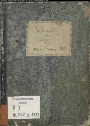 Zivilstandsregister der Mairie Liedern (Todesfälle 1812). (Gemeinde: Liedern, Kreis Borken)