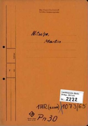 Personenheft Lothar Martin Nitsche (*29.01.1911), SS-Obersturmführer