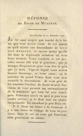 67, Réponse au Baron de Münster