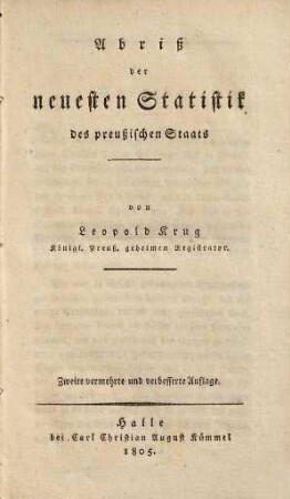 Abriß der neuesten Statistik des preußischen Staats
