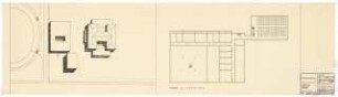 Hochschulbibliothek, Karlsruhe Neubau: Vorentwurf 1. Lageplan, 1:500, Grundriss KG, 1:200
