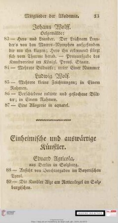 Einheimische und auswärtige Künstler