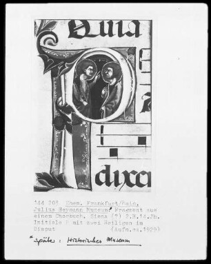 Fragment aus einem Chorbuch: Initiale P mit zwei Heiligen im Disput