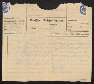Brief von Hans von Hülsen an Gerhart Hauptmann