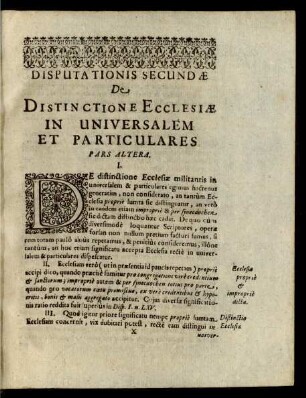 2,2: Continuata, Qua M. Antonii de Dominis opinio de hodierna Ecclesia universali praesumtiva discutitur