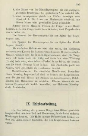 IX. Holzbearbeitung