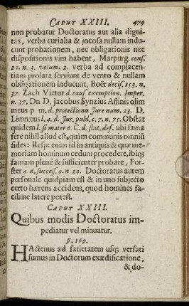 Caput XXIII. Quibus modis Doctoratus impediatur vel minuatur.