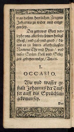 I. Occasio.