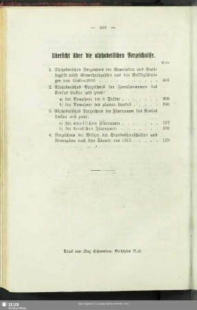 Übersicht über die alphabetischen Verzeichnisse