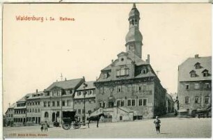 Waldenburg. Rathaus, Ratskeller und Pferdewagen