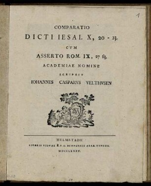 Comparatio Dicti Iesai. X, 20 - 23. Cum Adserto Rom. IX, 27 sq