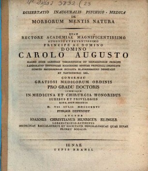 De morborum mentis natura : Diss. inaug.