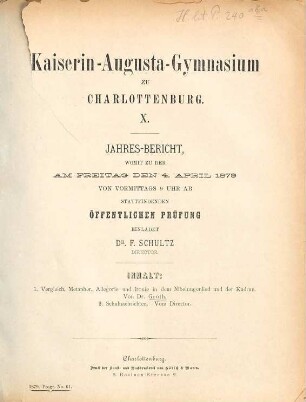 Jahresbericht : Ostern ... 1878/79 = 10