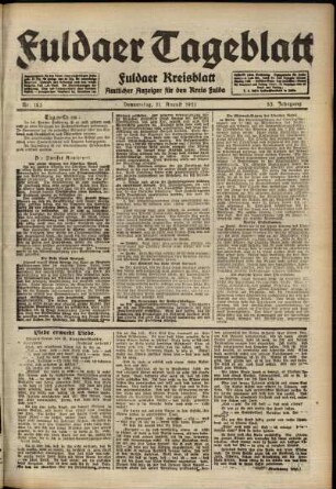 Ausgabe vom Donnerstag, den 11. August 1921.