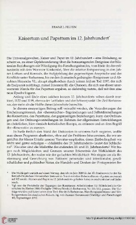 Kaisertum und Papsttum im 12. Jahrhundert