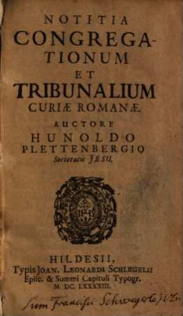 Notitia Congregationum Et Tribunalium Curiæ Romanæ