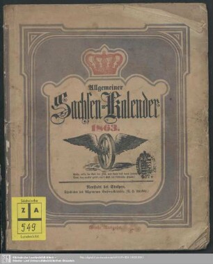 1863: Allgemeiner Sachsen-Kalender