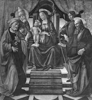 Thronende Madonna mit dem Heiligen Petrus, Clemens, Sebastian und Paulus