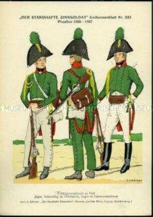 Uniformdarstellung, Jäger des Feldjäger-Regiments zu Fuß, Königreich Preußen, 1800/1807.
