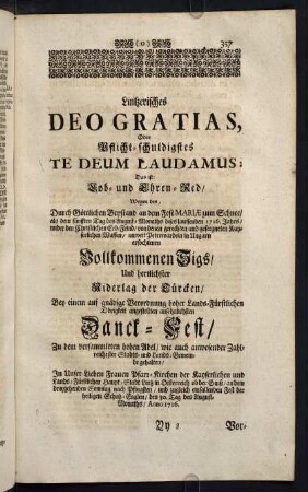 357-364, Lob- und Danck-Predig wegen erhaltenem Sig wider die Türcken