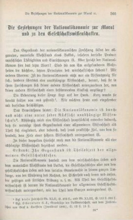 503-518 Die Beziehungen der Nationalökonomie zur Moral und zu den Gesellschaftswissenschaften